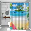 Beach Scenery Shower Curtain Bath Curtain Print Polyester Fabric Waterproof Bathroom Curtains With Hooks Bath Screen