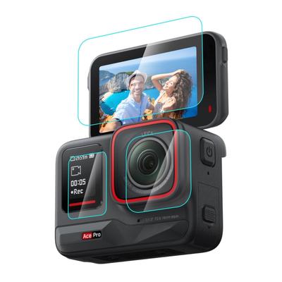 For Insta360 Ace Pro PULUZ 3 In 1 Rear & Front Screen + Lens Tempered Glass Film (Transparent)