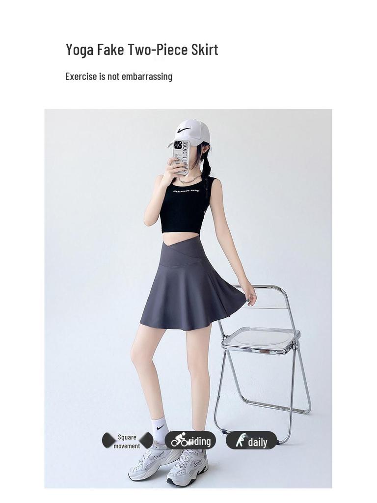 Women's Blue Yoga Tennis Skirt with Anti-Exposure Quick-Dry Shorts for Dance, Fitness, and Running 2026.