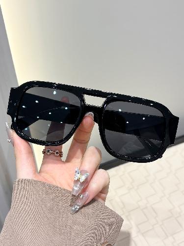Fashion Big Frame Double Beam Sunglasses Female High-end Sense of European and American Classic Sunglasses Driving Sunscreen Sunglasses