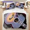 1PC Music, guitar Theme Bedding Quilt Set Quilt Cover Pillowcase Home Decoration Birthday Gift (1 * duvet cover + 2 * pillowcase, without core)