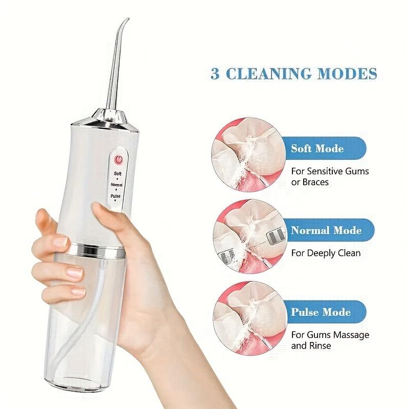 Elektrisk munsköljare Bärbar Tandvattentråd USB Uppladdningsbar Vattenstråle Floss Tandpetare 220ml 3 Lägen IPX7