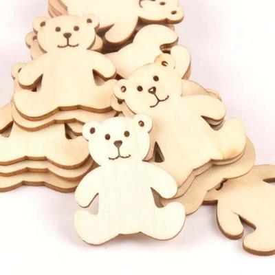 50 st Björnmönster Trä DIY Hantverk Scrapbook DIY För Heminredning Naturliga Träprydnader Tillbehör Utsmyckning