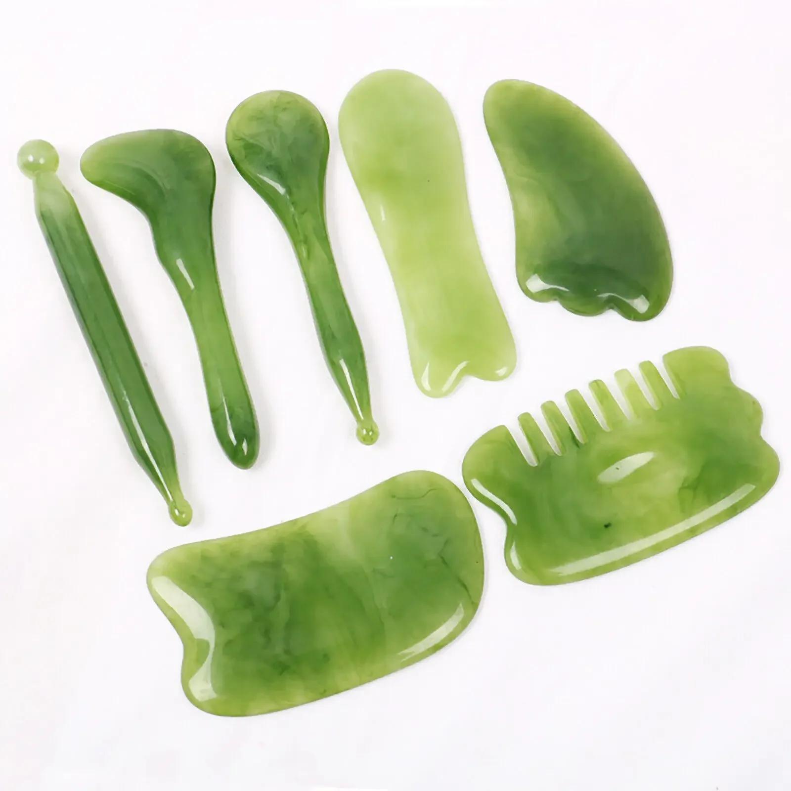 Gua Sha Board Guasha Face Thin 7Pcs Set Scraping Body Scraping For Lymphatic Drainage Wellness Skin Care
