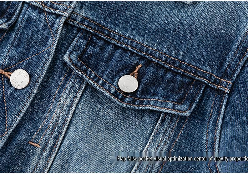 Women's Blue Long-Sleeved Denim Jacket with High-Waisted Wide-Leg Pants - Spring 2026 Collection
