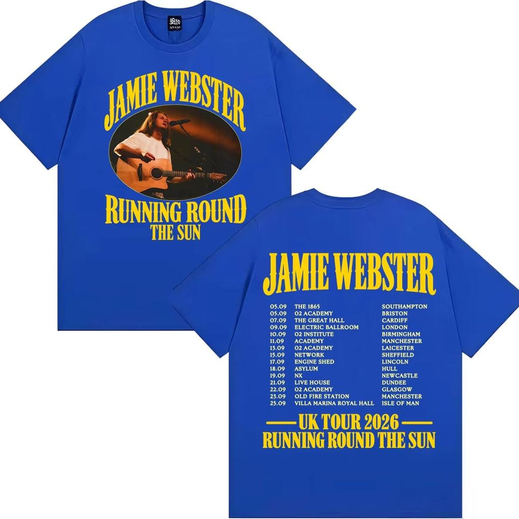 Singer Jamie Webster Running Round The Sun UK Tour 2026 Music T-shirts Y2K Men Women Vintage Hip Hop Streetwear Retro Vintage Oversized T Shirt
