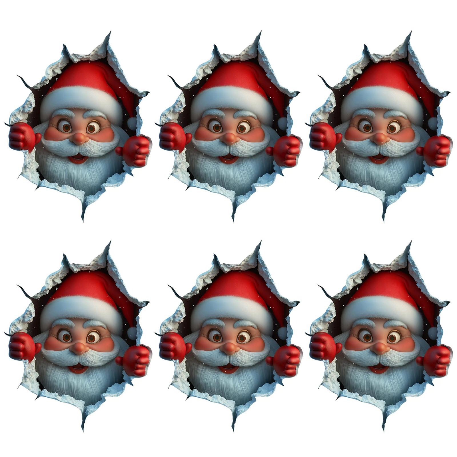 

3D Effect Santa Claus Break-Through Wall Decal Creative Christmas Wall Stickers Removable Holiday Decorative Stickers for Home