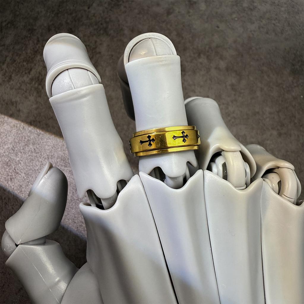 Rotatable Orthodox Cross Stainless Steel Ring For Men Women Punk Gothic Edgy Zircon Unisex Christian Accessories Blessing Gift