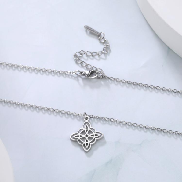 Celtic-Knot Pendant Clavicle Chain Unique Witch Knot Necklace for Women Birthday
