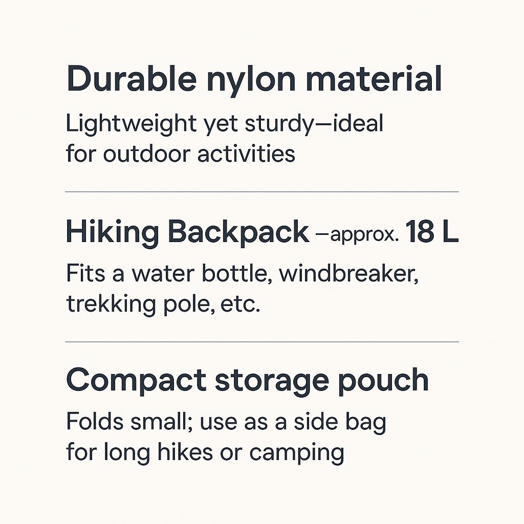 Daiso Foldable Nylon Casual Backpack - 18L Gray