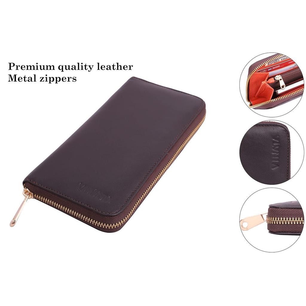 RSINC Large Genuine Leather Wallet for Women (Brown ) B09Y2W8B7D - Vinata