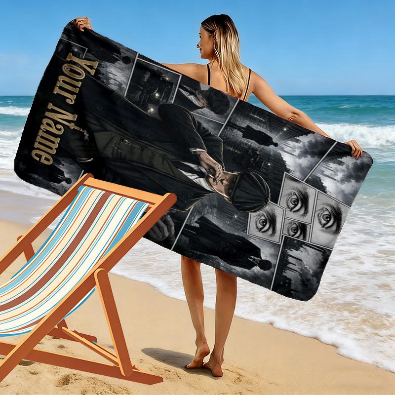 Name Custom Thomas Shelby Print Beach Towel, Large Soft Quick Dry Towel for Beach Camping Swimming