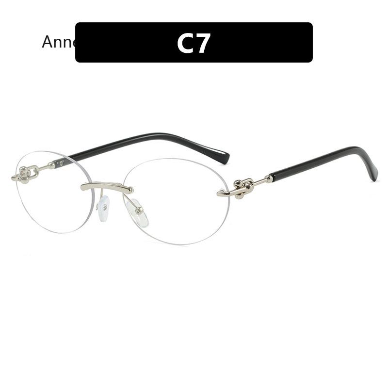 

Rimless Oval Sunglasses Female Vintage Small Frame Sun Glasses Women Fashion Clear Ocean Lens Sunglass Shades UV400