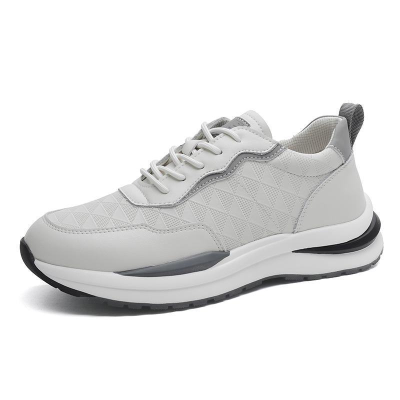 Men s Genuine Leather Breathable White Sports Shoes 41