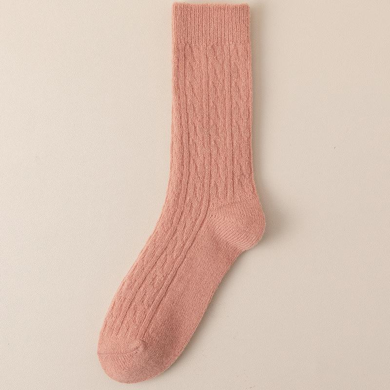Women's Mid-Calf Slouchy Knit Socks - Imitation Wool, Japanese Style, Coffee Color, Trendy, Warm for Spring, Autumn & Winter.