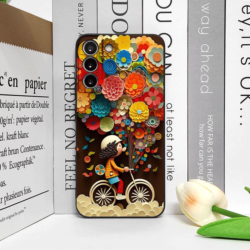 Cute Girl Boy Bicycle Balloon Couple Phone Case for Google Pixel 9A 8A 7A 6A 6 7PRO 8 9 Pro XL 5G Shockproof Silicone Soft Cover