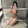 Sex lingerie thin summer neck beach swimsuit sexy deep V perspective skirt temptation