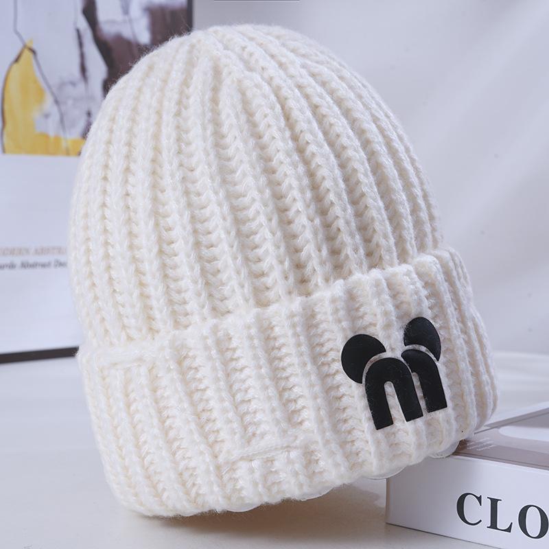 Women's Winter Warm Knitted Hat Korean Style Cute Big Head Windproof Ear Protection Wool Hat Versatile Pullover Hat