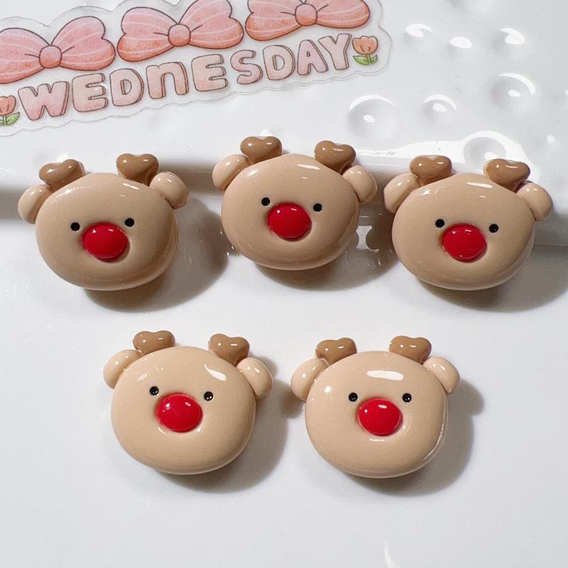 10 Pcs Cute Cartoon Christmas Deer Cookie Man Snowman Resin Scrapbook Diy Jewelry Wedding Children Gift Hairpin Accessories A57