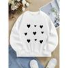 Kids Crewneck Sweatshirt Featuring Black Hearts On a White Backdrop, Machine Washing for Spring And Autumn, Soft And Comfy , Designed for Children