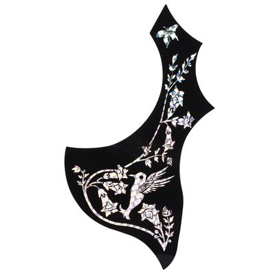 Gitarren-Schlagbrett Selbstklebender Aufkleber Schwarze Farbe Blume Vogel Schutz Universal-Zubehör