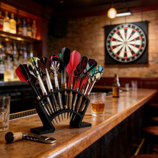 3D Printed Dart Holder Stand for Desk Shelf Tabletop Dart Display Rack Holds 27 Fully Assembled Steel or Soft Tip Dart for Game Room Bar Office