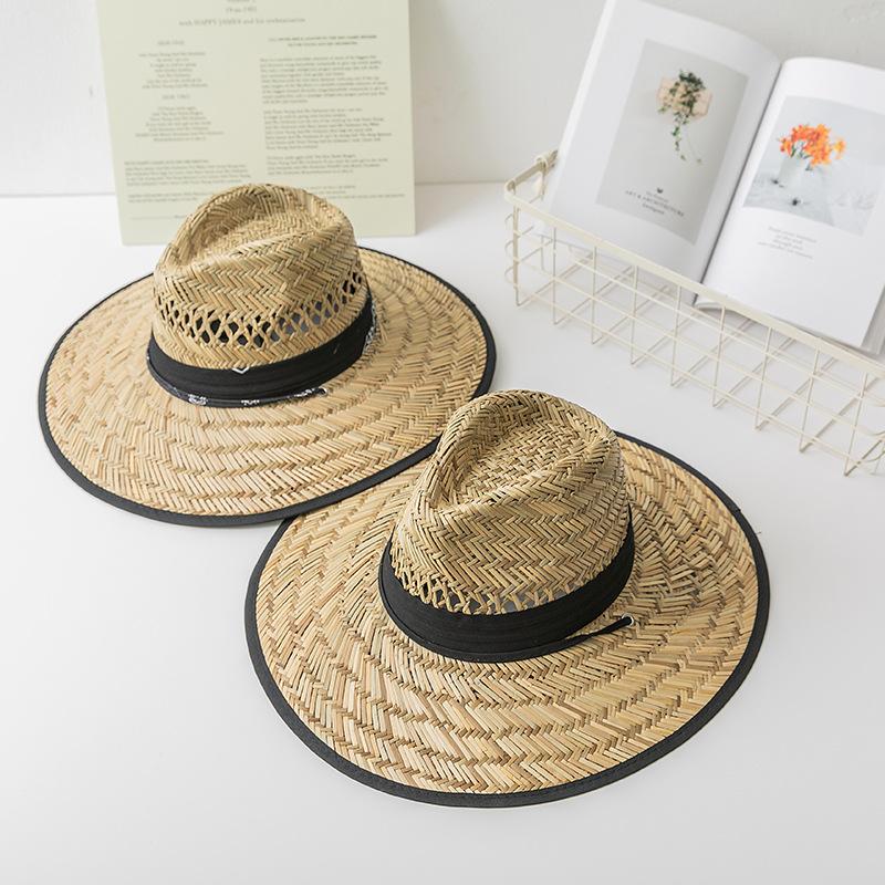 Men's new fishing hat outdoor Sun hat summer hand woven mat cool straw hat sun hat knight jazz hat