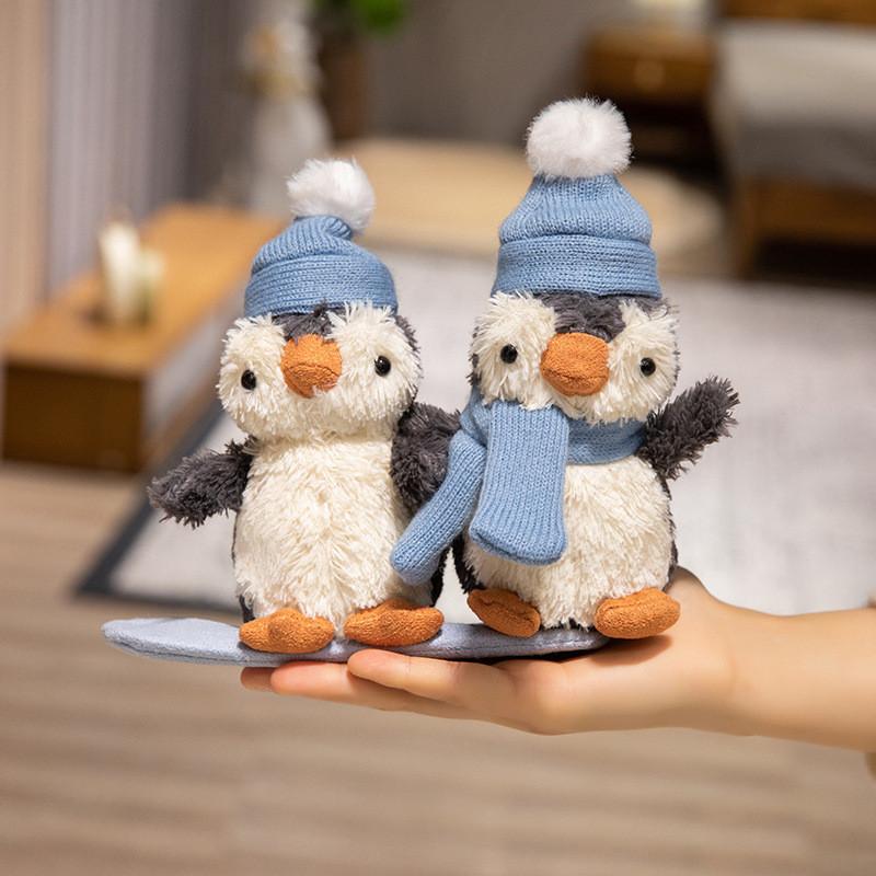 Scarf Hat Penguin Plush Toy Cartoon Stuffed Doll Animal Bedroom Decoration Gift