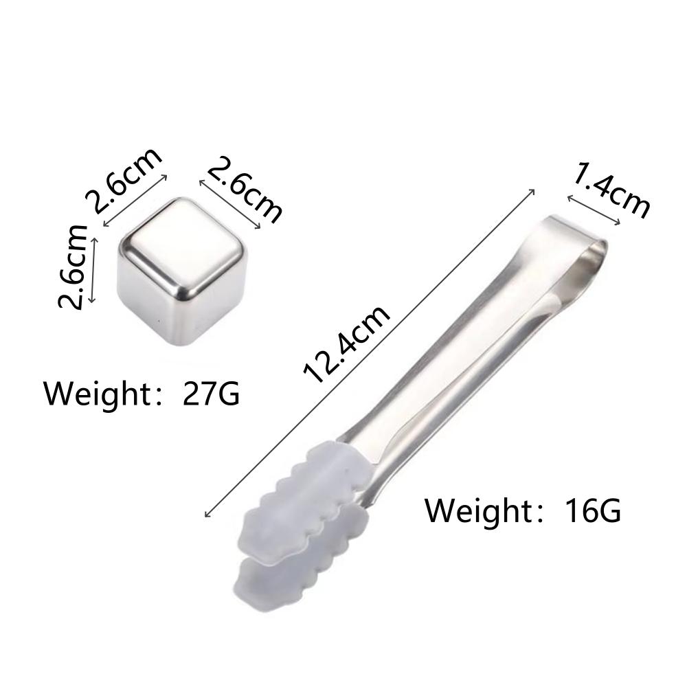 4-8pcs Stainless Steel Ice Cubes Set Reusable Whiskey Stones Ice Cubes Vodka Wine Beer Liqueurs Home Party Bar Chiller Tools