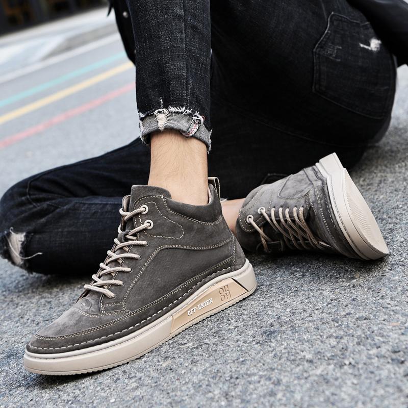 Winter Cow Suede Lace-up Desert Boots Comfort Outdoors Sneakers Ankle Boot Casual Shoes Men Plush Warm Soft Sole Cowboy Boots