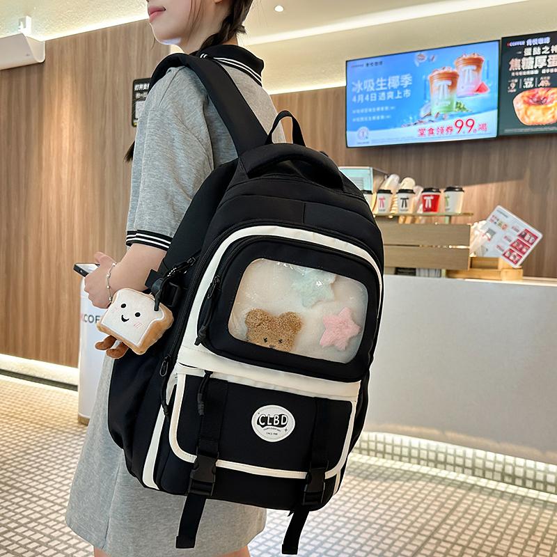 

Contrast Color Backpack Large Capacity Student Schoolbag Girls Backpack синій