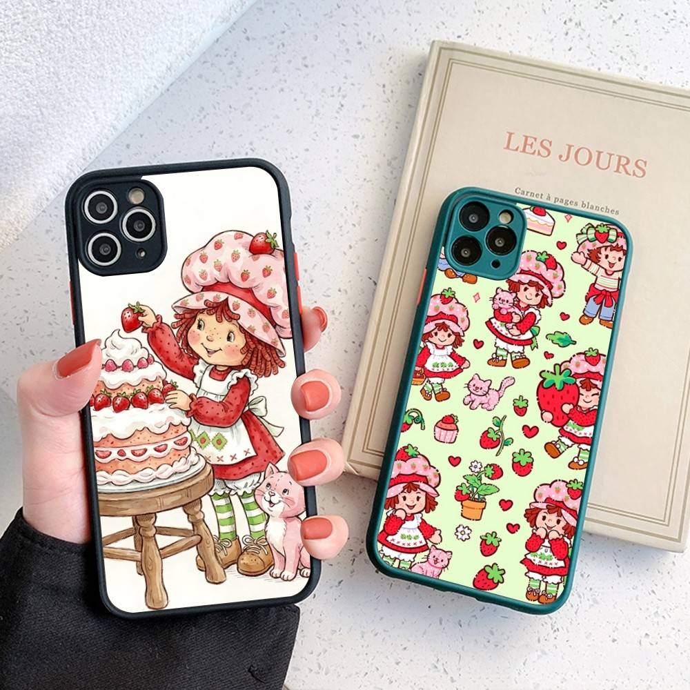 S-Strawberry-shortcake Girl For IPhone 11 12 13 14 15 16 Pro Max Plus X XS MAX Back Cover Matte Phone Case