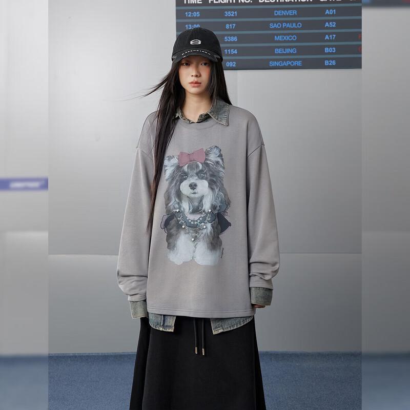 

UNIFREE Dog Print Loose Fit Sweatshirt M