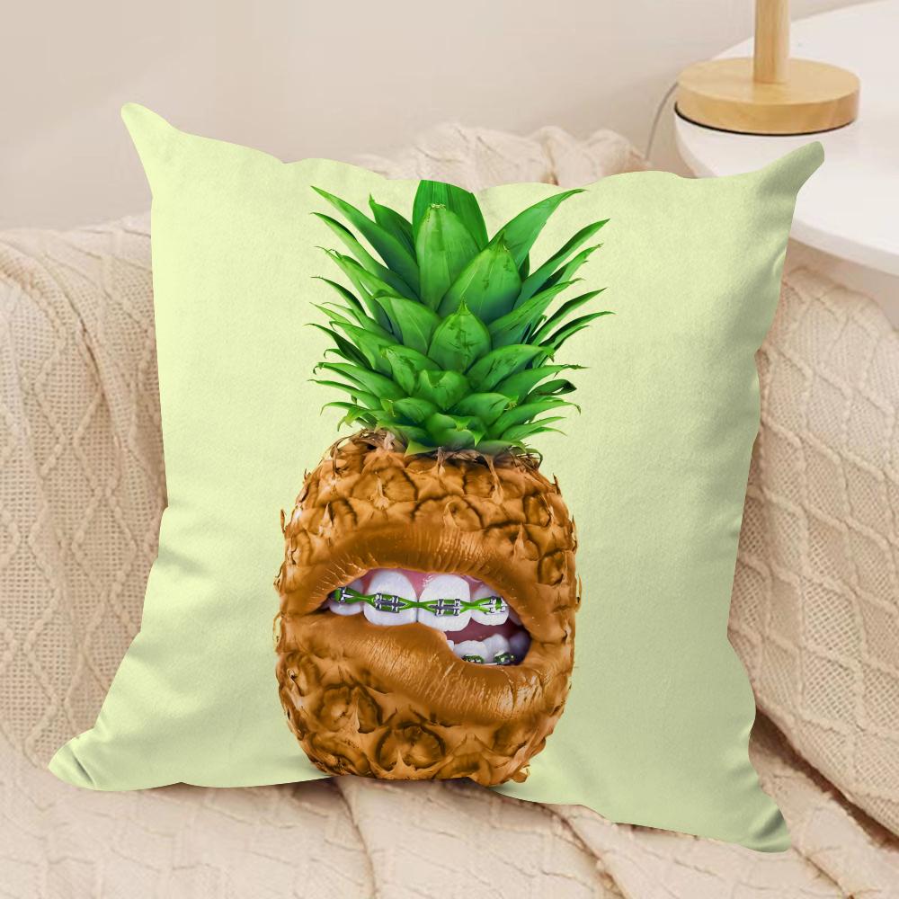 Creative Fruit Cushion Cover Silky Short Plush Sofa Pillow Cover Hidden Zipper Soft Dustproof Case for Home Decor