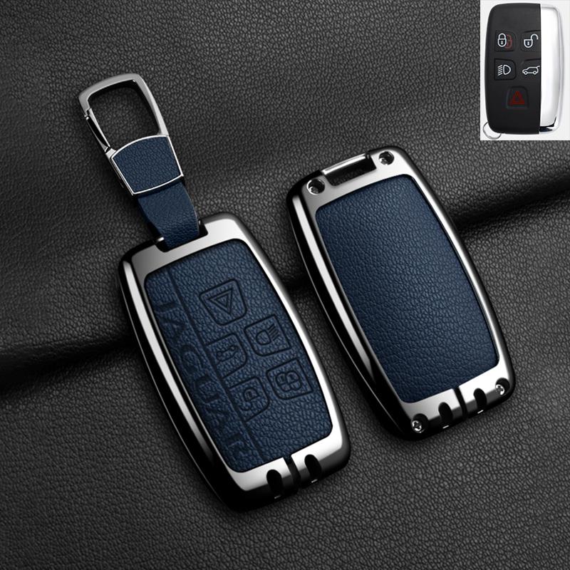 Alloy Leather Car Remote Key Case Cover For Jaguar XF XJ XE S-Type F-Type X-Type F-Pace I-Pace E-Pace Android XFR XKR Keychain