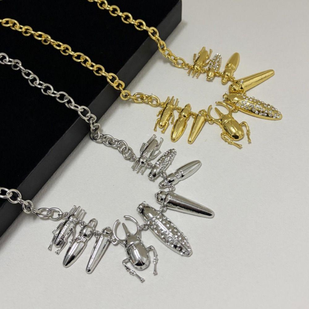Fashion Alloy Beetle Bracelet Ladybugs Cicadas Beetle Exaggerated Insect Choker Collar Adjustable Gothic Beetle Necklace Gift
