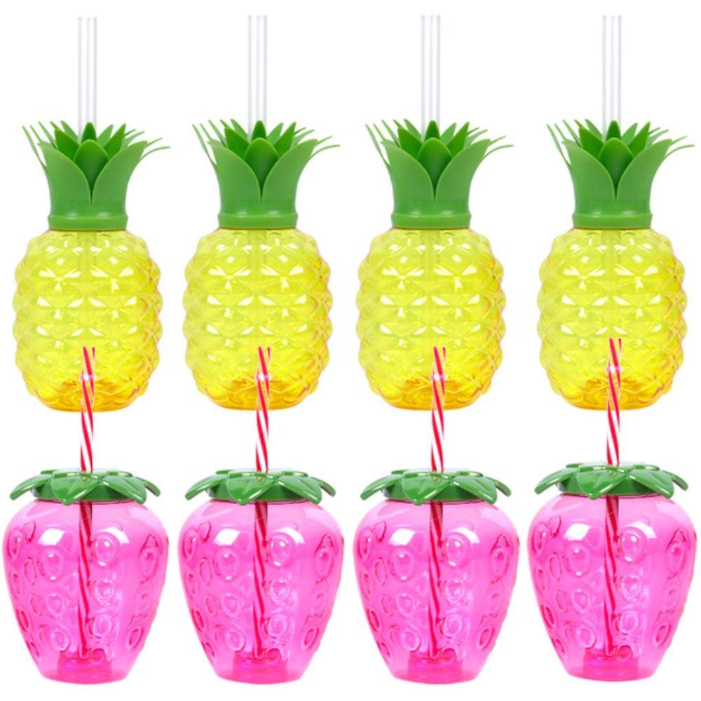 500ml Strawberry Straw Cup Fruit Shape Pineapple Straw Cup Drinking Cup Children's