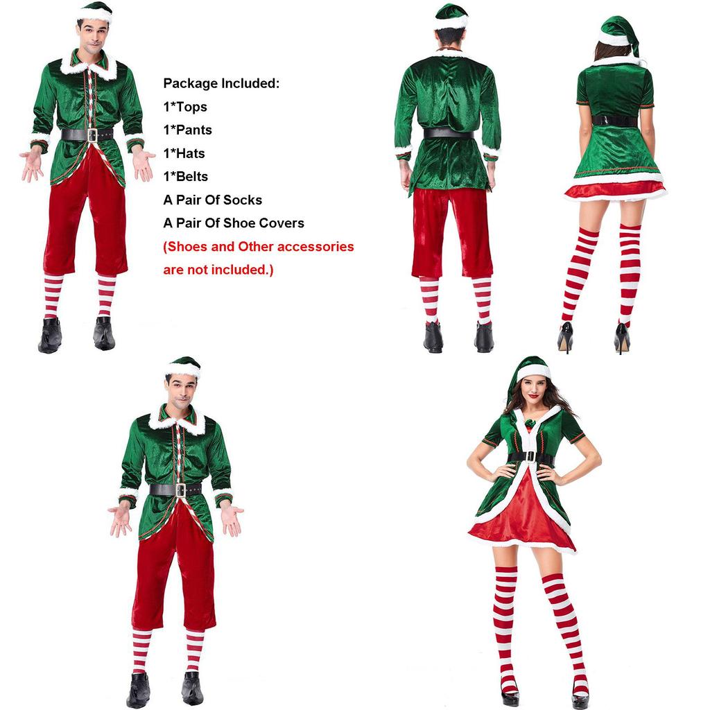 Stylish And Durable Adult Santa's Helper Elf Costume For Holiday Fancy Dress
