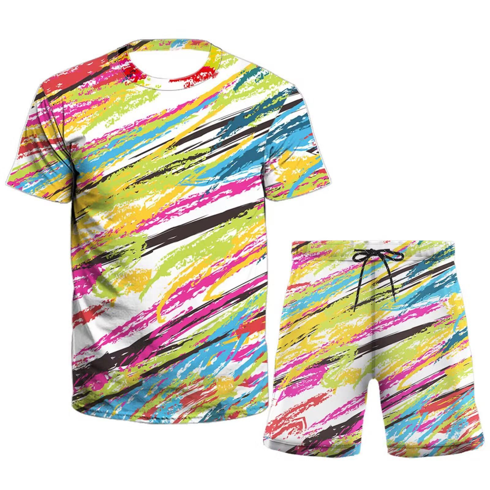 

Мужская футболка с принтом Crown K, комплект с шортами, летняя шикарная повседневная одежда, одежда из двух предметов, модные шорты с короткими рукавами для мужчин 4XL