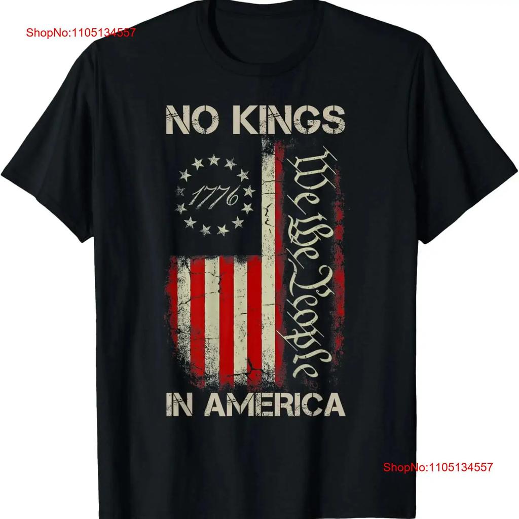 No Kings In America Since American Flag USA th Of July T Shirt vintage Washed Stretched fashion Casual Breathable Unisex