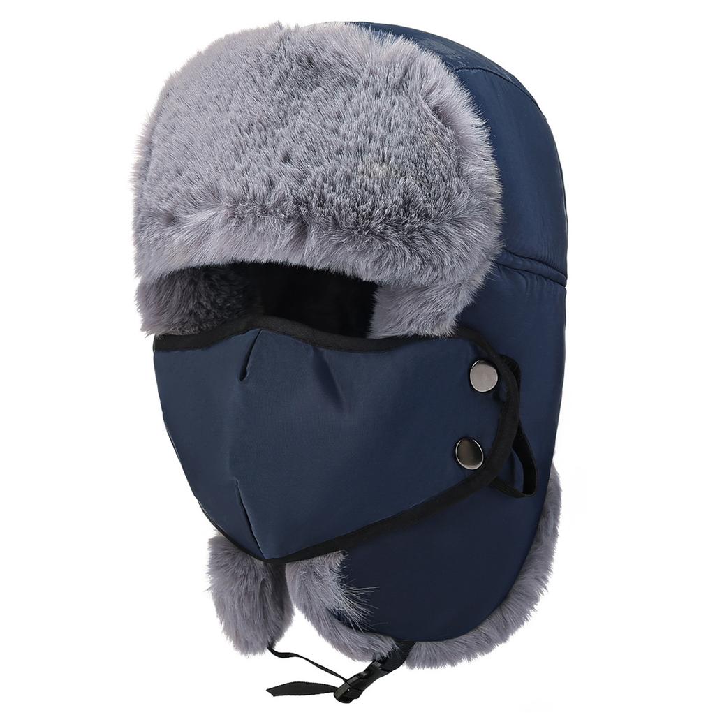 Men's Thick Lined Trapper Hat with Ear, Windproof Winter Hat for Cycling Hiking Outdoor