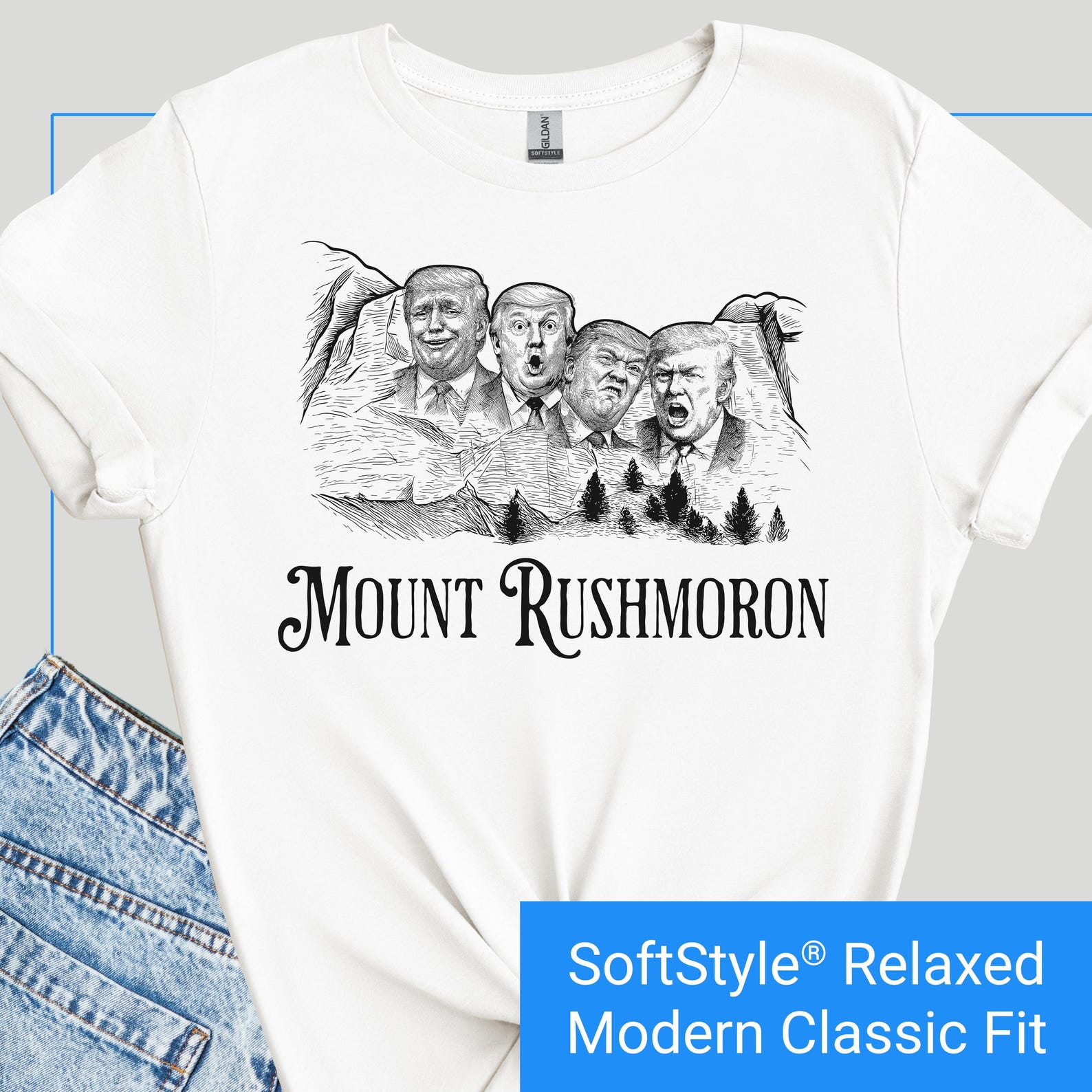 Anti Trump Shirt, Mount Rushmore Parody Tee, Funny Mount Rushmoron Political T-Shirt, Liberal Democrat Gift, Anti MAGA Resistance Tee XL