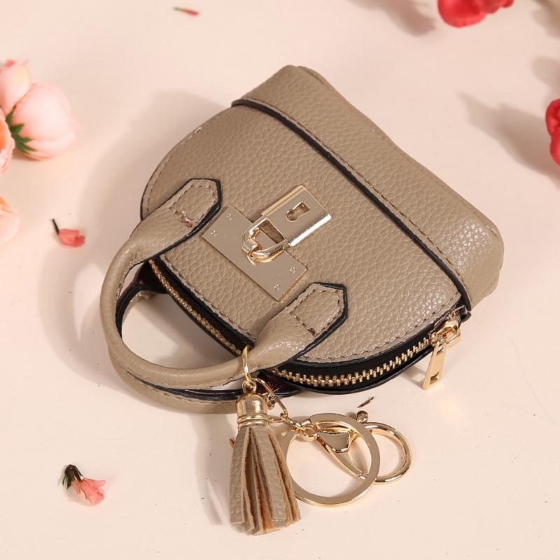 Chic Mini Coin Purse with Keychain - Korean Style