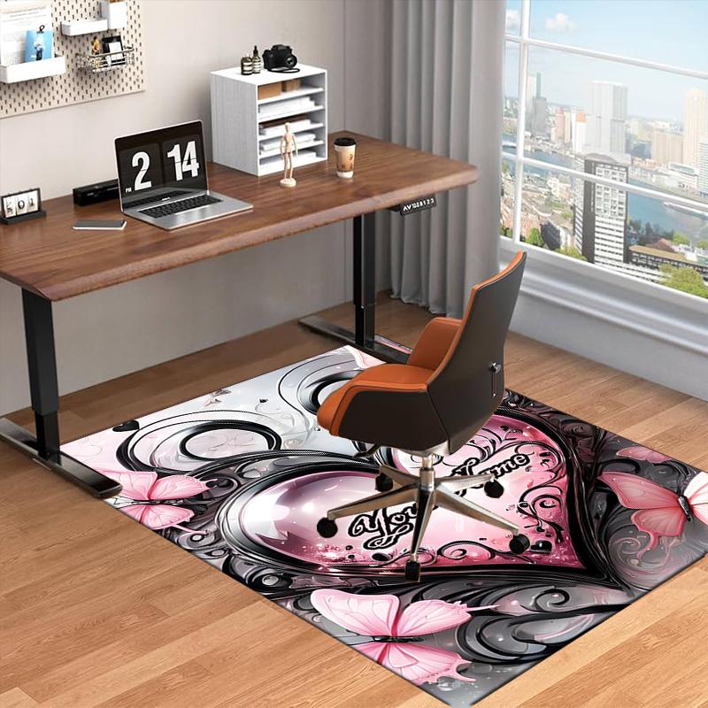 1PC Custom Name Heart Butterflies Theme Floor Mat Ideal for Living Room, Game Rooms, Office, Bedroom, Floor Mat Playful Design