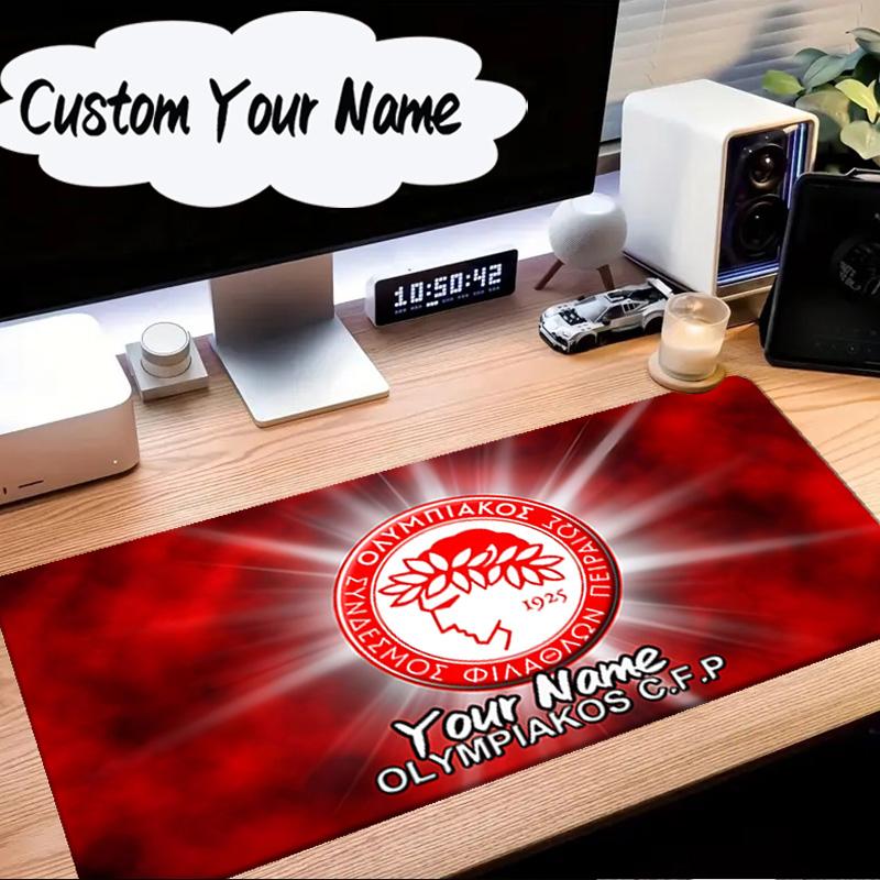 Custom Name Mouse Pad Olympiacos Fc Team Crest Mouse Pad Desk Mat, Non-Slip Rubber Backer Pad For Computer Notebook Gaming Mouse Pad Birthday Gift