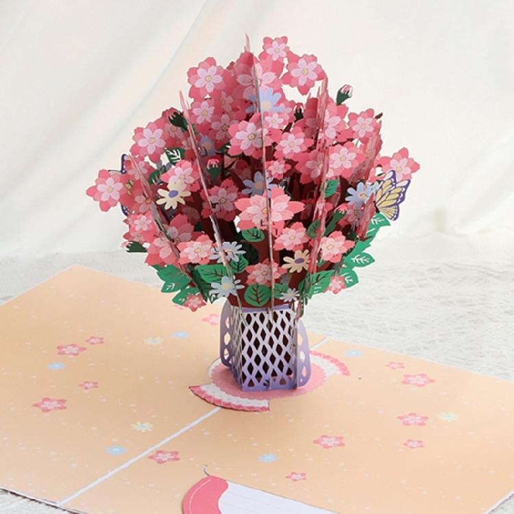 3D Foldable Greeting Card With Envelope Unique Foldable Greeting Card Flower Bouquet Card for Celebratory Event