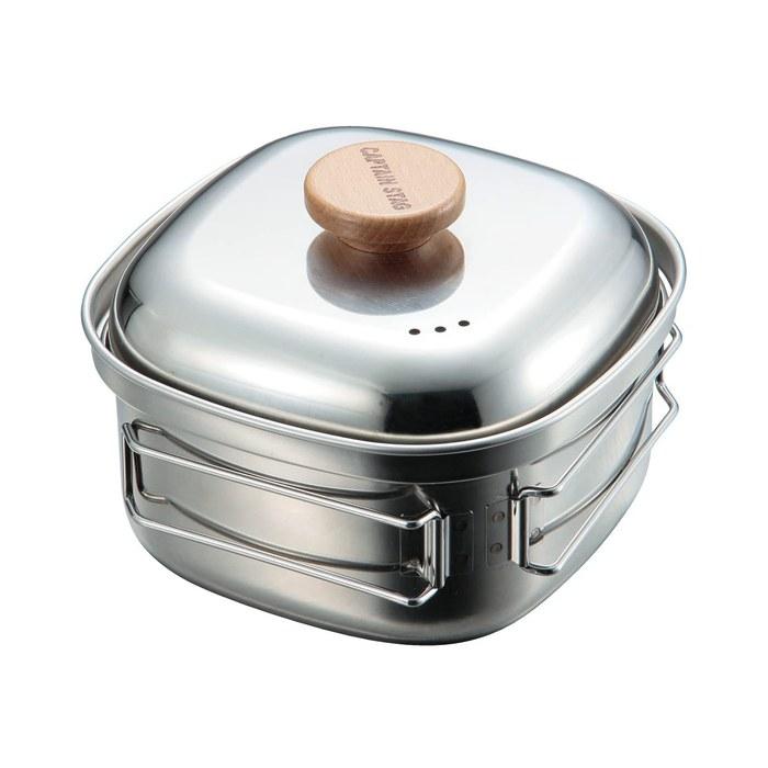 Captain Stag Cookware Stainless Steel Square Ramen Cooker 1.3L, Stainless Steel, Made In Tsubame-Sanj, UH-4202, 1.3 L