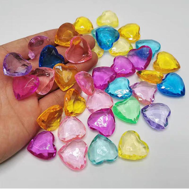 100 PEZZI Diamanti Acrilici a Forma di Cuore 25MM Bomboniere per Feste Compleanni Bambini Carnevale Tesoro Premi per la Classe Regali per Ragazze