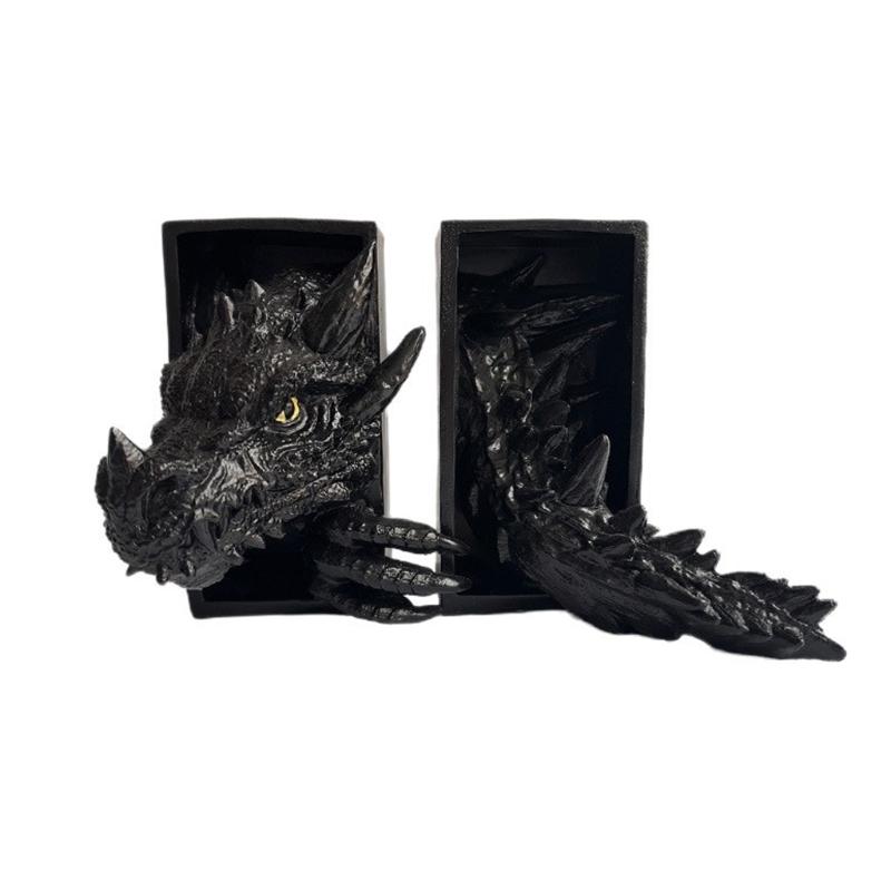 Set di fermalibri a forma di drago Fermalibri Decorativi per Scaffali Ufficio Casa Scrivania Libreria Decorazioni Regalo per Amante dei Draghi
