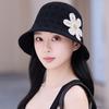Solid Knit Hollow Out Bucket Hat Women Spring Summer Breathable UV Sun Protection Fisherman Hat